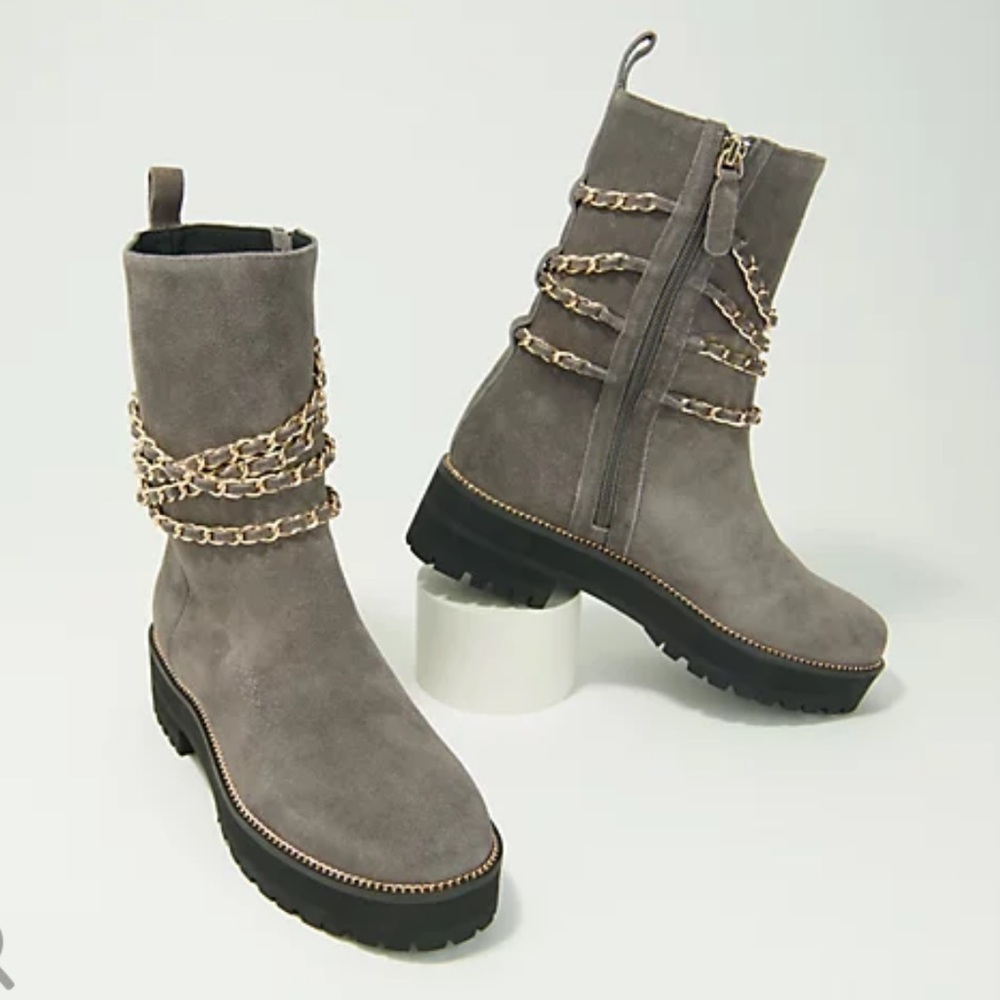Cecelia New York Suede Chain Mid Boots